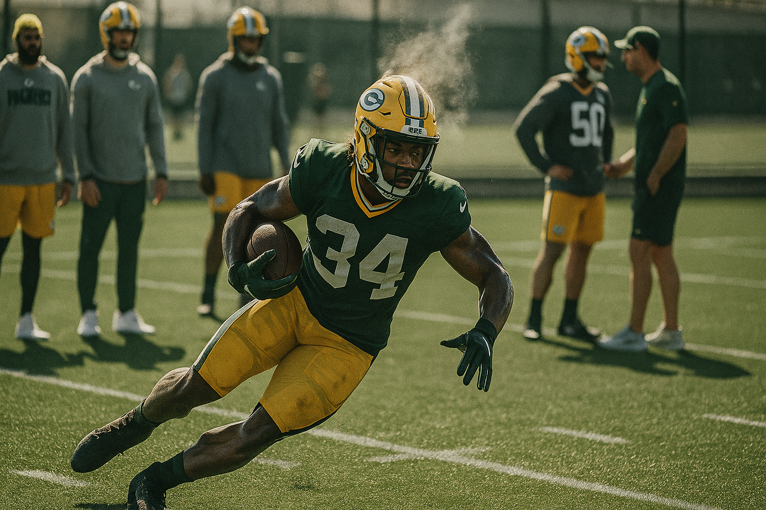 Packers Camp Heats Up: Rookie RB Shines While Key Vets Remain Sidelined