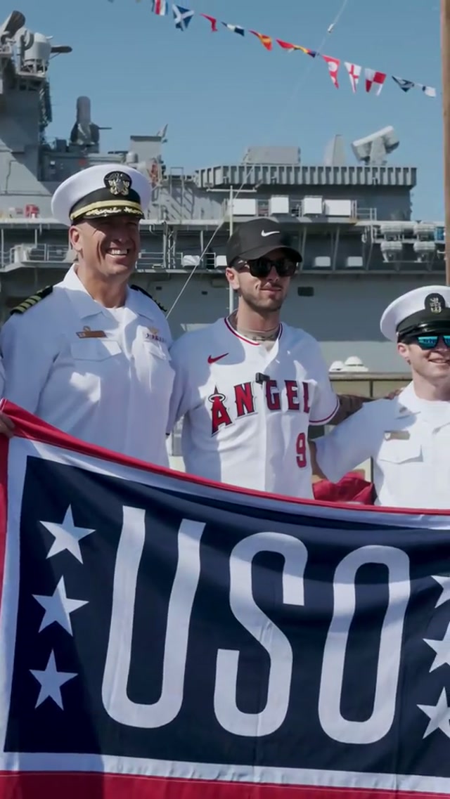 In honor of our Military Appreciation Night and Memorial Day, Zach Neto, Brent Suter, and Adam Eaton went aboard the USS Essex (LHD-2) during LA Fleet Week! ⚓️