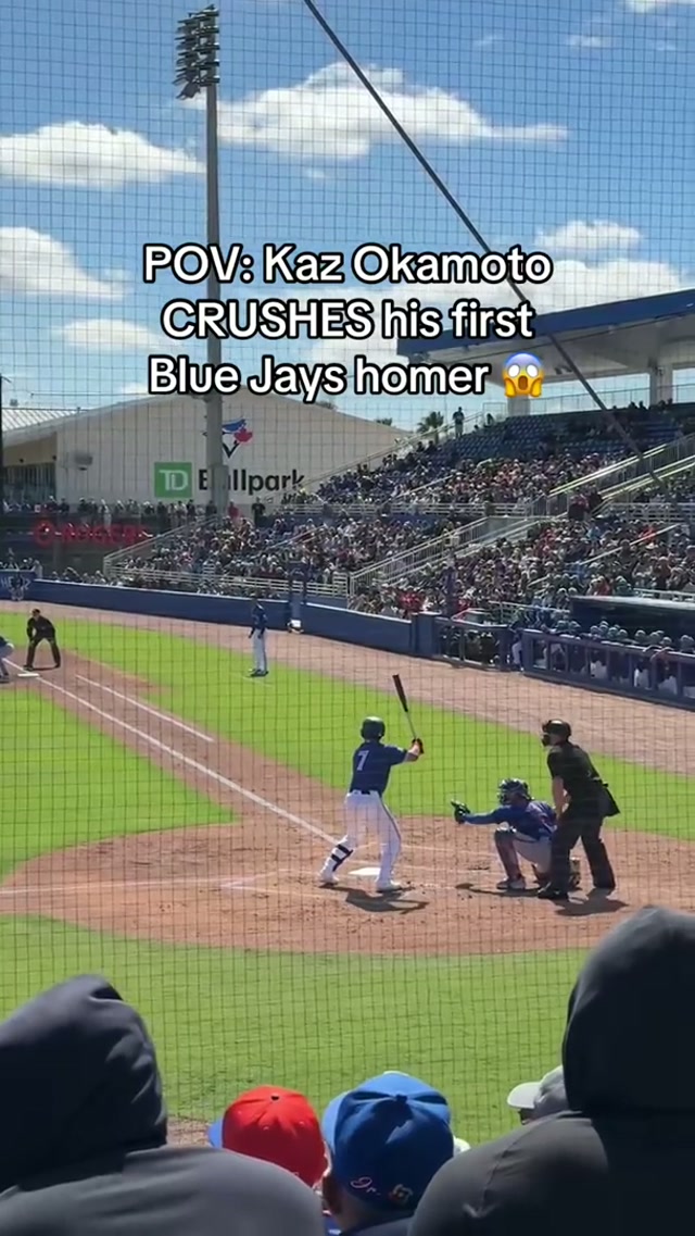 This angle of Okamoto’s first homer 😮‍💨 #MLB #BlueJays #SpringTraining #KazumaOkamoto #Toronto 
