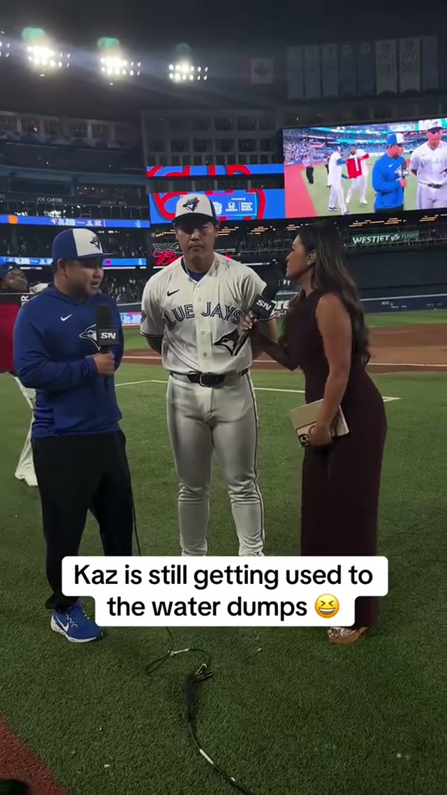 Vlad & Myles let Kaz know 😅🥶 #MLB #BlueJays #KazumaOkamoto #BlueJays50 