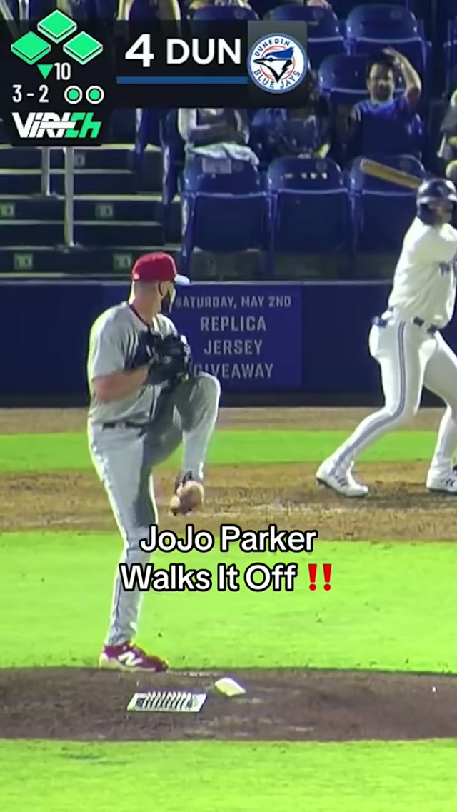 JoJo’s First Career Professional Walk-Off 👏 #MLB #BlueJays #JoJoParker #Dunedin 