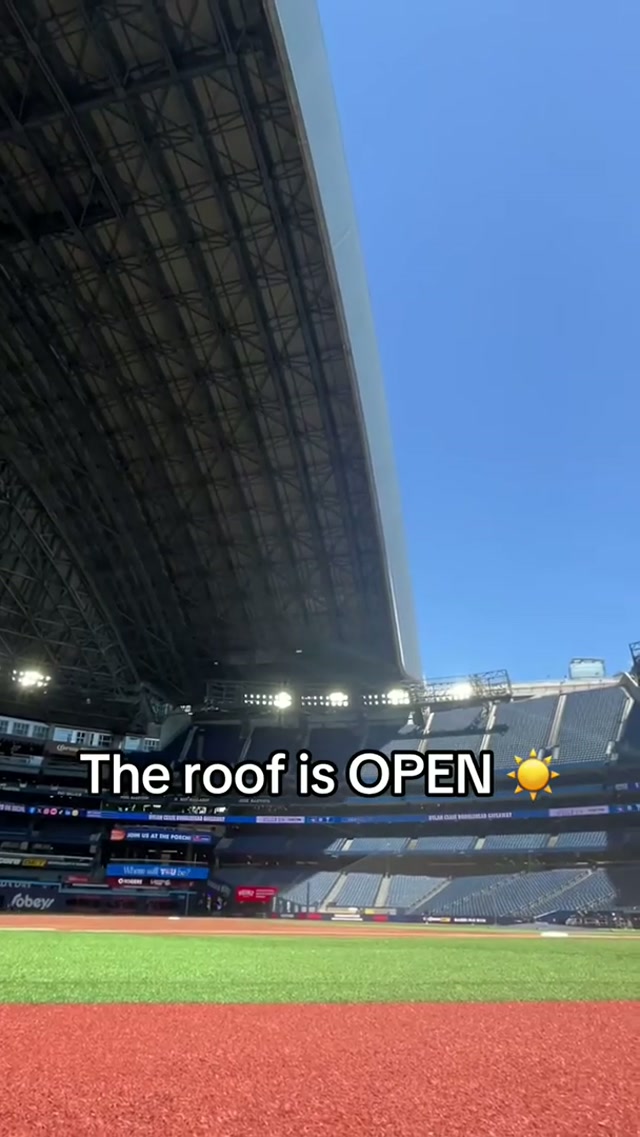 The first sign of summer 😎 #MLB #BlueJays #Toronto #Roof #Summer