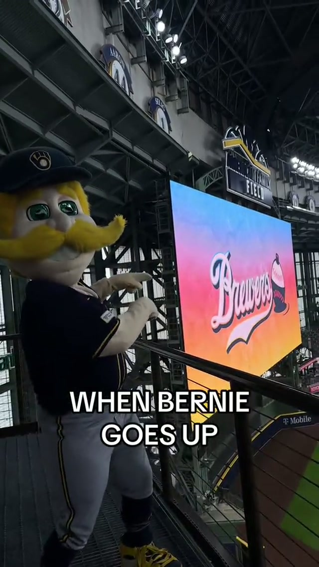 What goes up... must come down in a new Wisco Connect uniform 🤩 #wiscoconnect  #berniebrewer #brewers #milwaukee #slide 