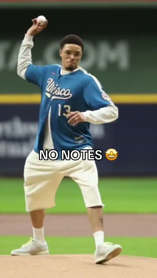 Ryan Rollins' first pitch gets a 13/10 from us @Bucks #brewers #milwaukee #bucks #mlb #firstpitch 