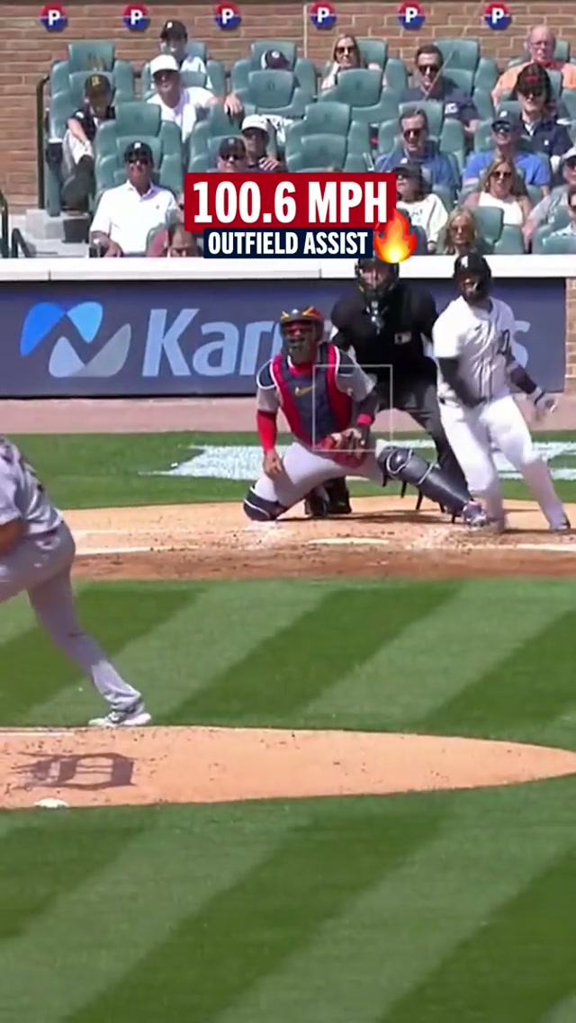 there have only been 3 throws by outfielders over 100 mph this season. Jordan Walker has 2 of them 💪 #baseball #mlb #cardinals 
