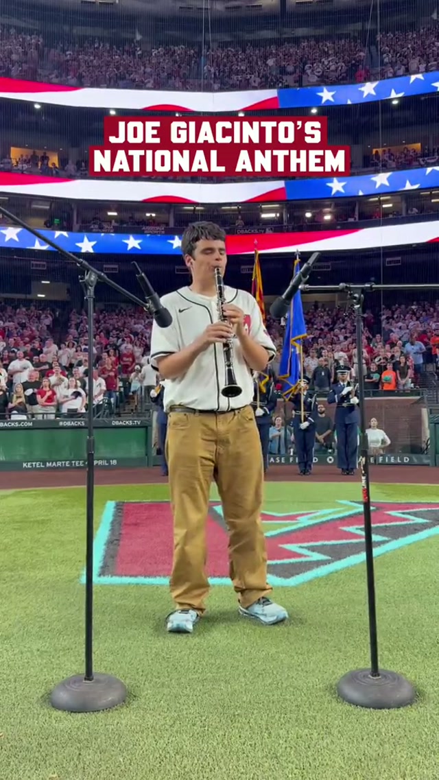 Joe Giacinto, a blind and autistic clarinet phenom, performed tonight's National Anthem. #openingweek #dbacks #baseball #mlb
