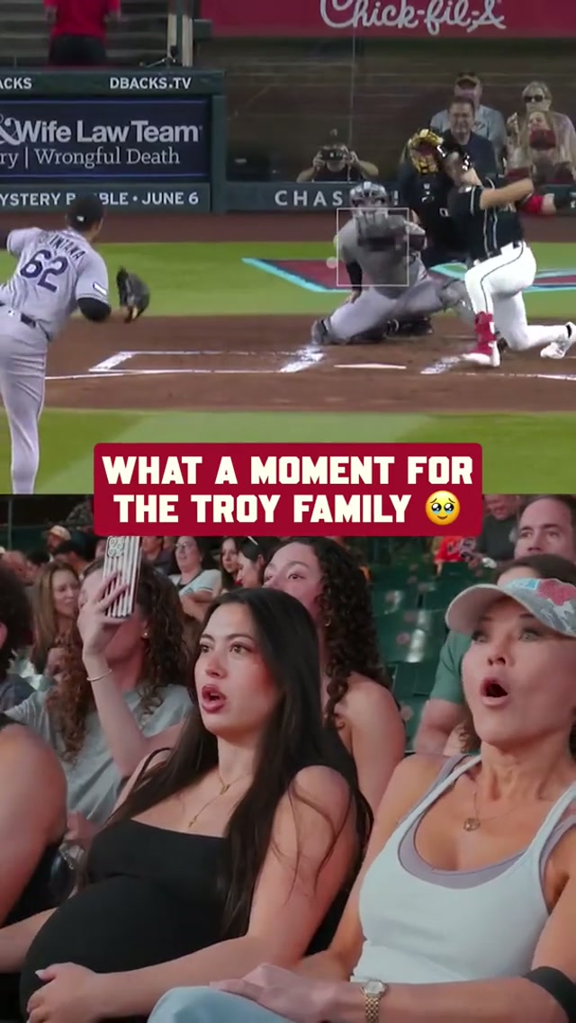 The Troy family was loving Tommy’s first hit ❤️ #mlb #debut #dbacks #baseball #family