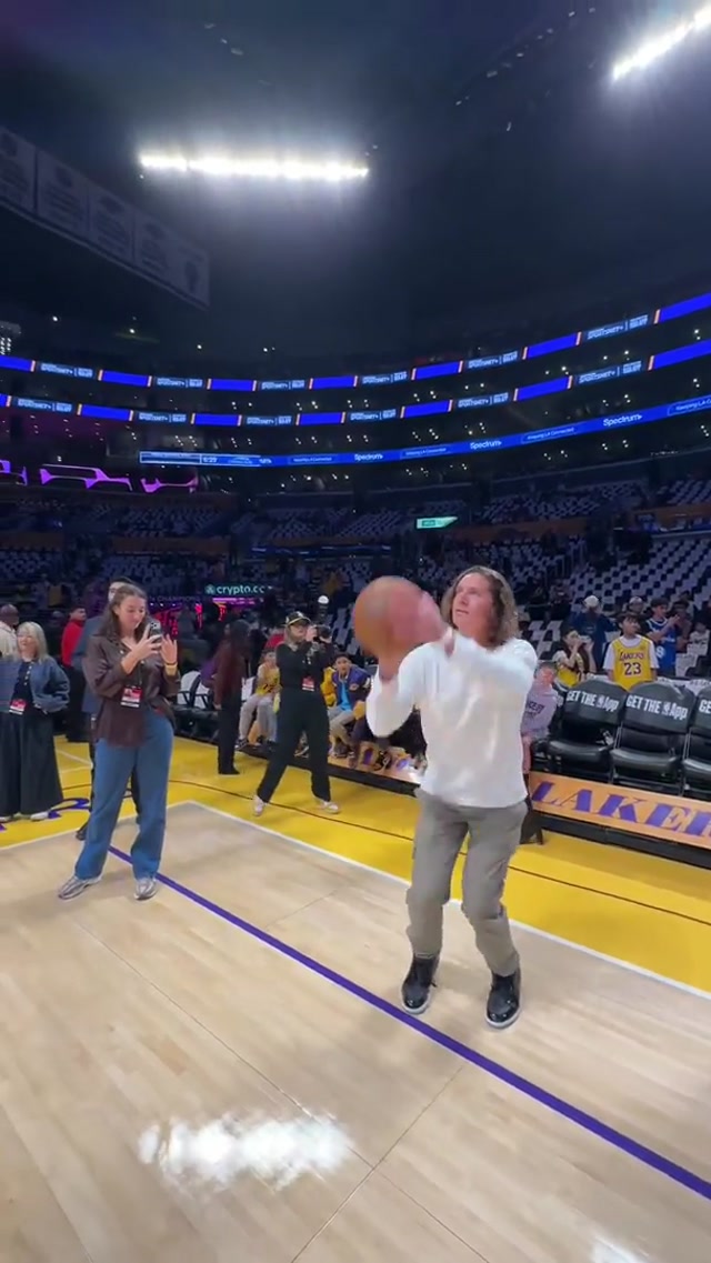 The Champs showing off their basketball skills at the Laker game! #dodgers #sports #baseball #basketball #losangeles 