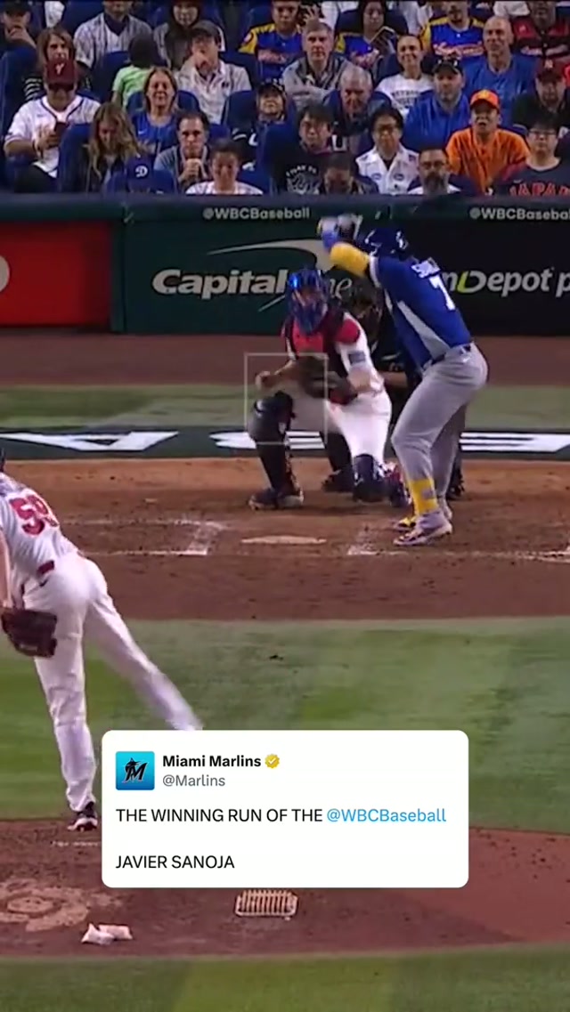 nbd, just MIAMI MARLIN JAVIER SANOJA WITH THE WINNING RUN OF THE WBC! just casually 🤷‍♂️ #wbc #venezuela #marlins 
