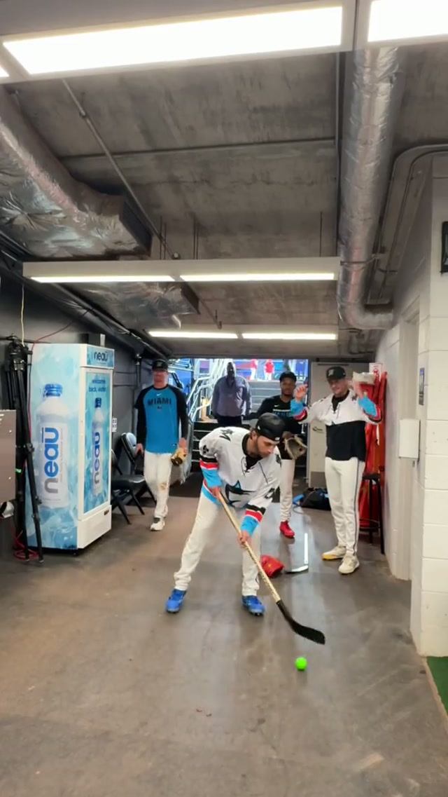 maybe we stick to baseball? except on April 18th when you can score these sick Marlins hockey jerseys for hockey day 🏒🤪