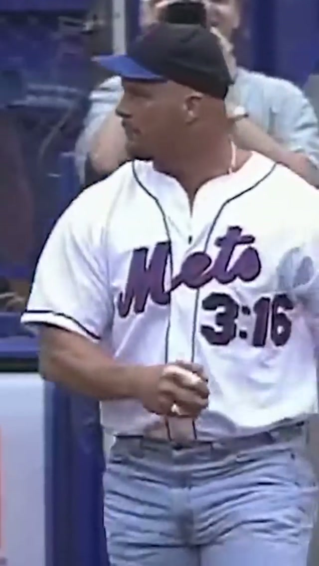 And that's the bottom line! 'Cause Stone Cold said so! #mets #mlb #firstpitch #stonecoldsteveaustin #wwe 