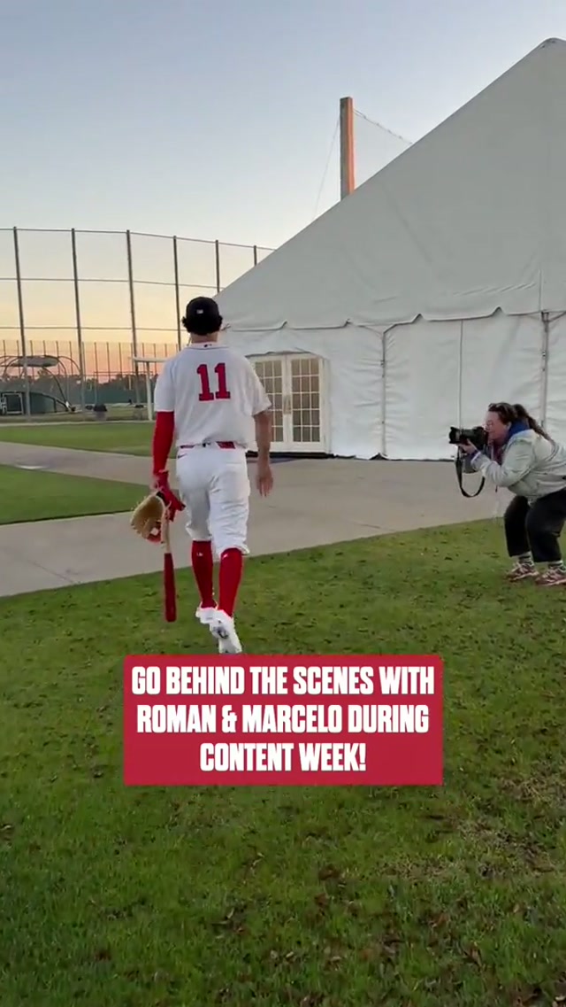 Behind the scenes with Roman & Marcelo during content week! 🎥 #mlb #redsox #content #springtraing #bff 