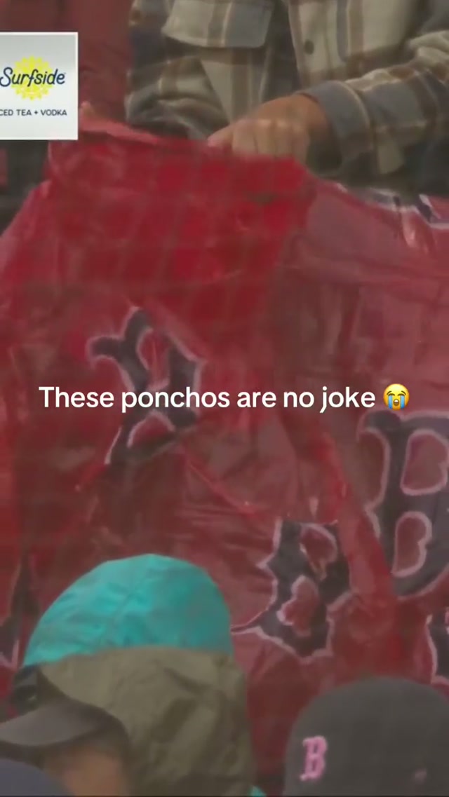 Do NOT underestimate the power of the poncho #mlb #redsox #rain #fenway #stuck  