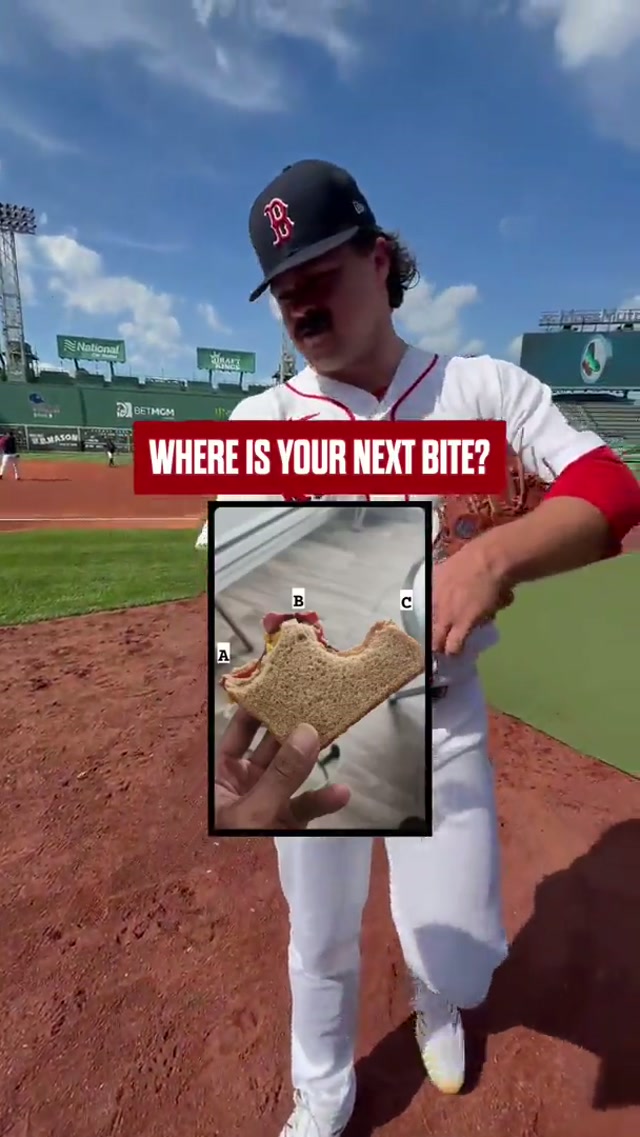 The jury is still out on this one 😂 #mlb #redsox #sandwich #bite #challenge 