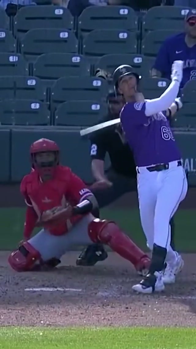 Charlie launched it 449 feet to the berm 😱 #rockies #baseball #homerun 