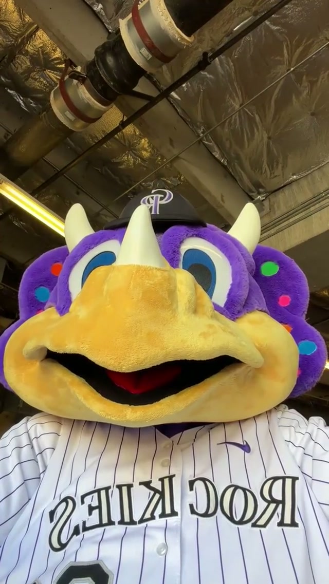 POV: Dinger makes a lap #dinosaur #rockies #mascot 