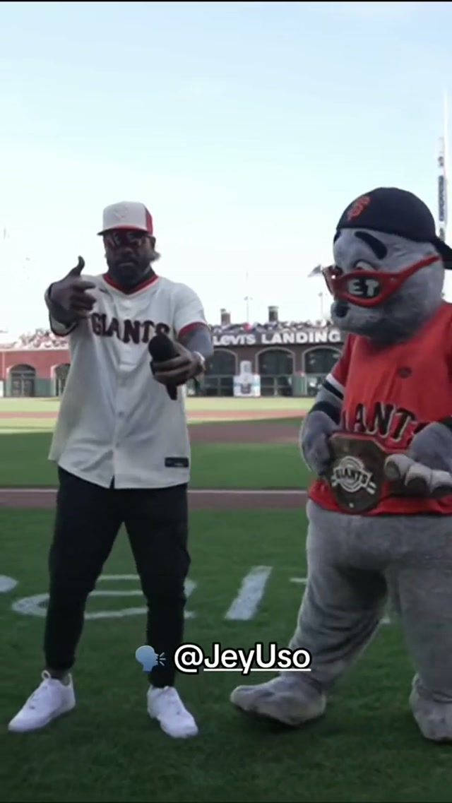 One of the most electric “Play Ball” calls you’ll ever hear, courtesy of @WWE Star, @Jey Uso 🗣️ #MLB #Baseball #WWE 