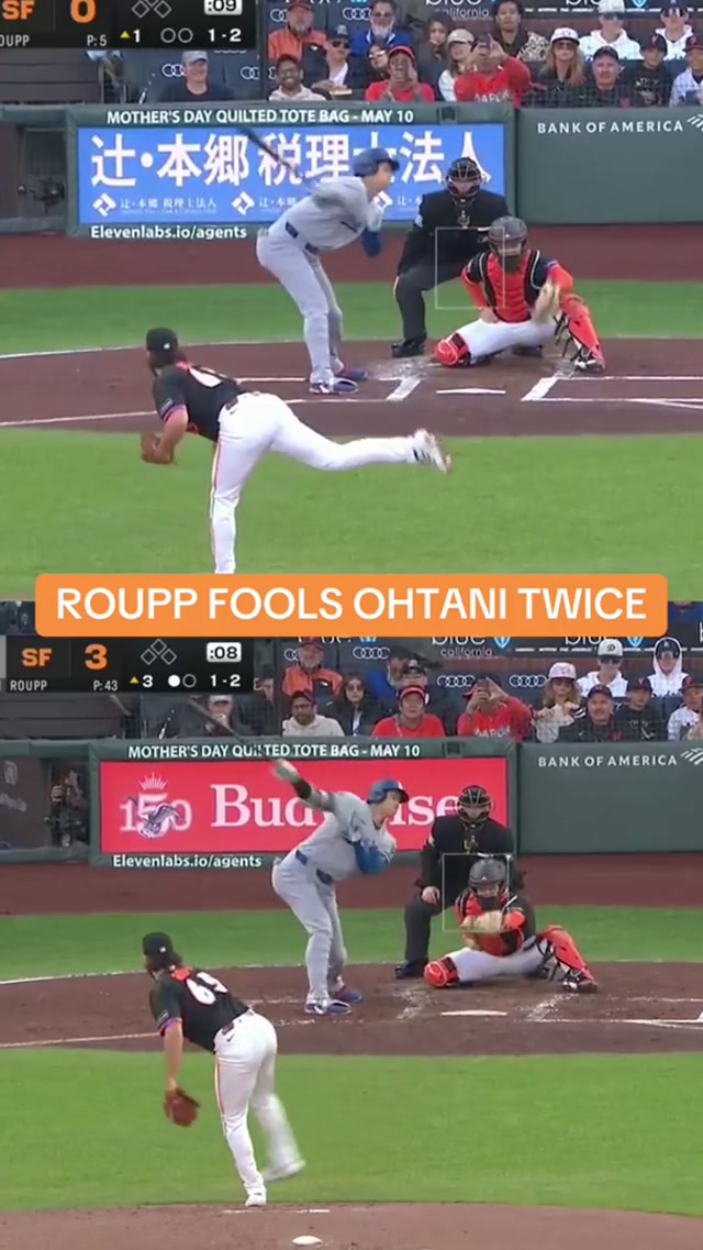 Landen Roupp had Shohei Ohtani fooled TWICE last night 😮‍💨 #MLB #Baseball #Strikeout #Pitcher 