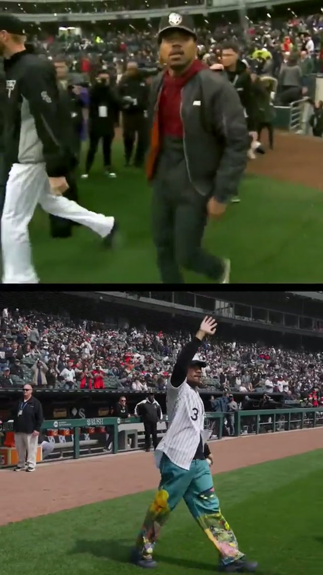 Back at Rate Field for the ceremonial first pitch - Chance the Rapper! #mlb #musictok #baseball