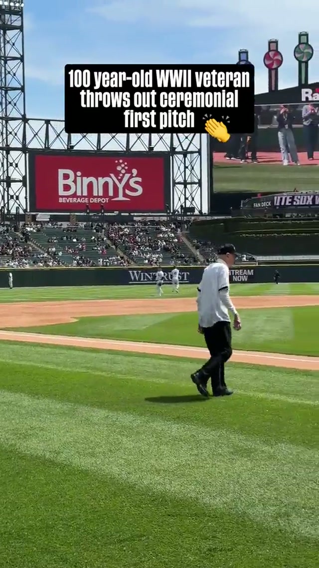 what a first pitch by World War II veteran Sgt. Frank Veselak! #baseball #mlb #ceremonialfirstpitch 