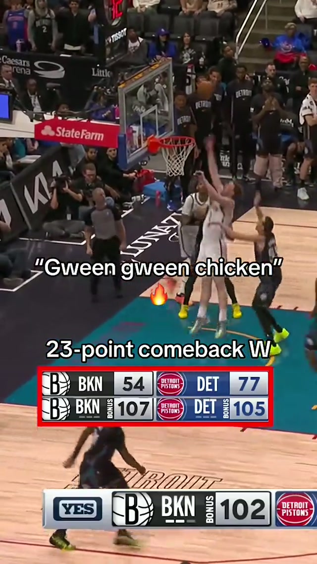 23-POINT COMEBACK, 5TH LARGEST COMEBACK IN FRANCHISE HISTORY #greengreenchicken #brooklynnets #basketball 