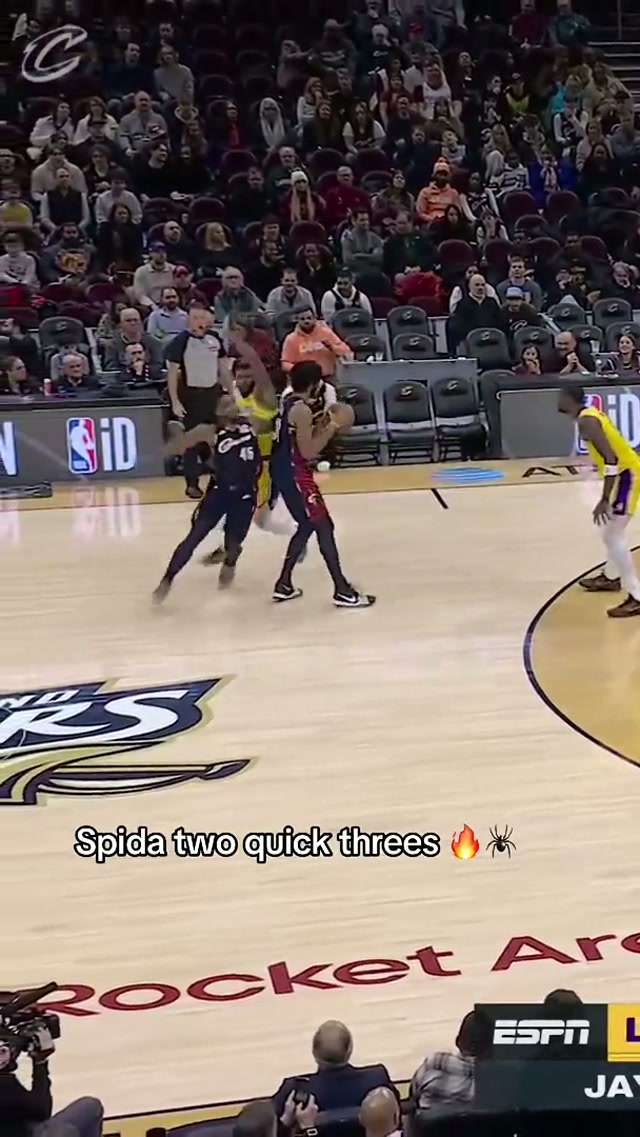 HOT OUT OF THE HALF! #cavs #donovanmitchell #spida 