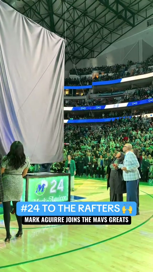 Up where it belongs. No. 24 forever ⬆️ #markaguirre #nba #dallasmavericks #retirement 