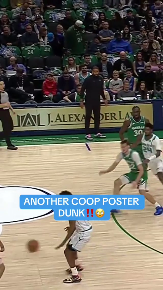 Add it to his collection of posters 💥 #cooperflagg #dunk #dallasmavericks #nba 