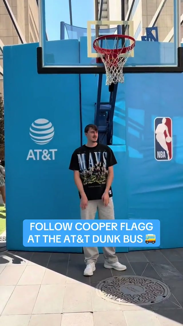 What a moment in Dallas with Coop and the Dunk Bus 🔥 #cooperflagg #nba #att (@AT&T) 
