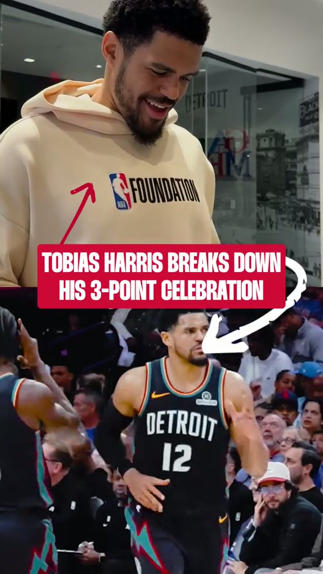 Tobias breaks down his 3️⃣-point celebration #nba #detroitpistons 