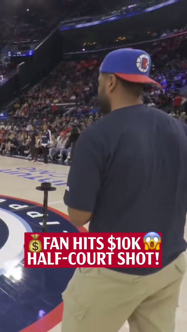 From halfcourt for $10K for this lucky fan! 💰 #fyp #fan #clippers #basketball #nba 
