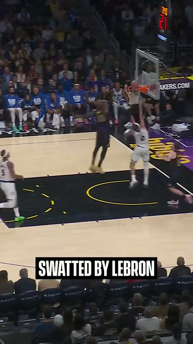 BLOCKED BY JAMES #Lakers #NBA