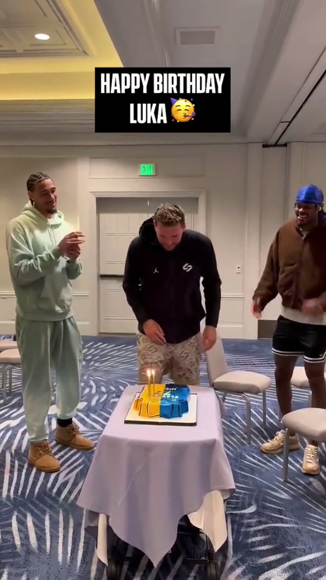 Squad celebrated Luka’s birthday 💜💛 #lakers