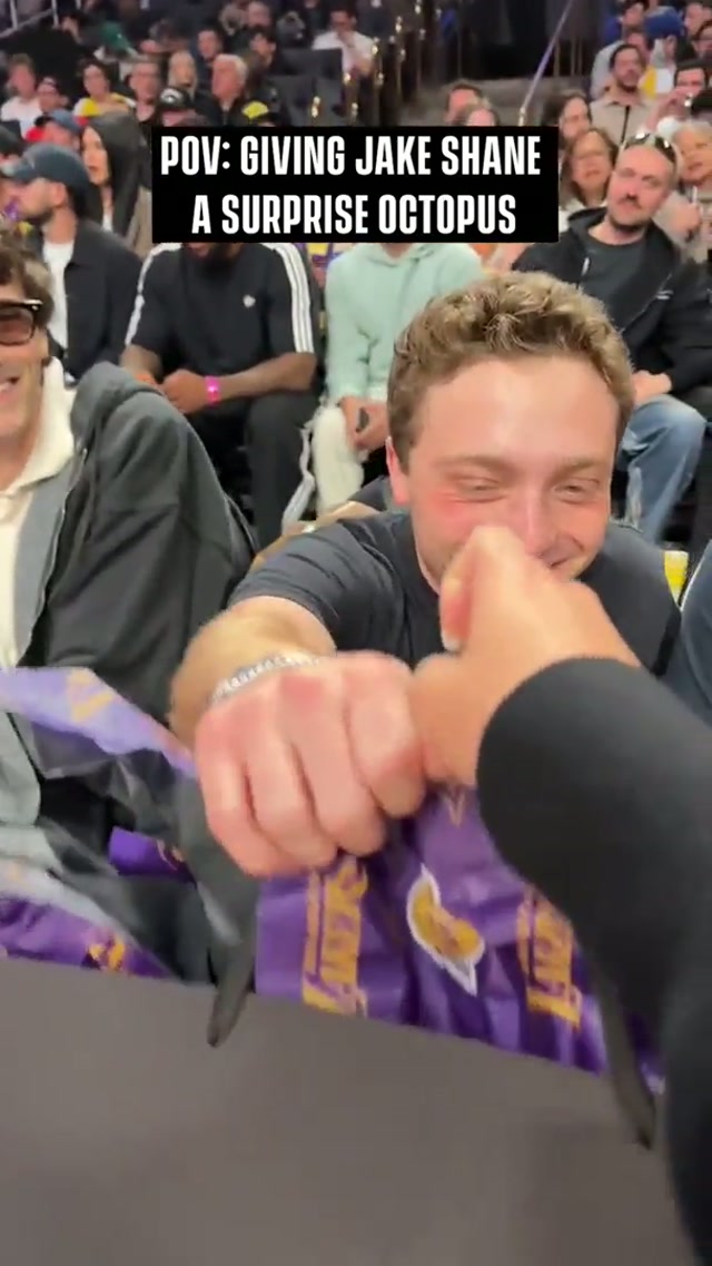 Can you do a Lakers fan being gifted a miniature octopus? #lakers #jakeshane 