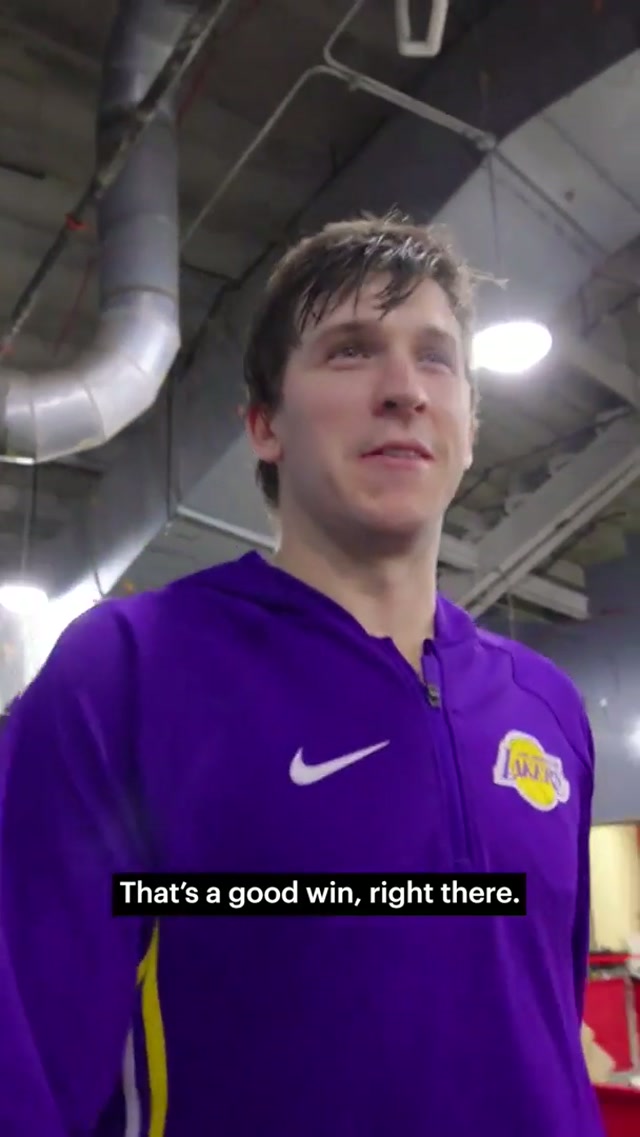 That's a good win!! Austin Reaves walks off after Lakers win Round 1 of the NBA Playoffs #nbaplayoffs