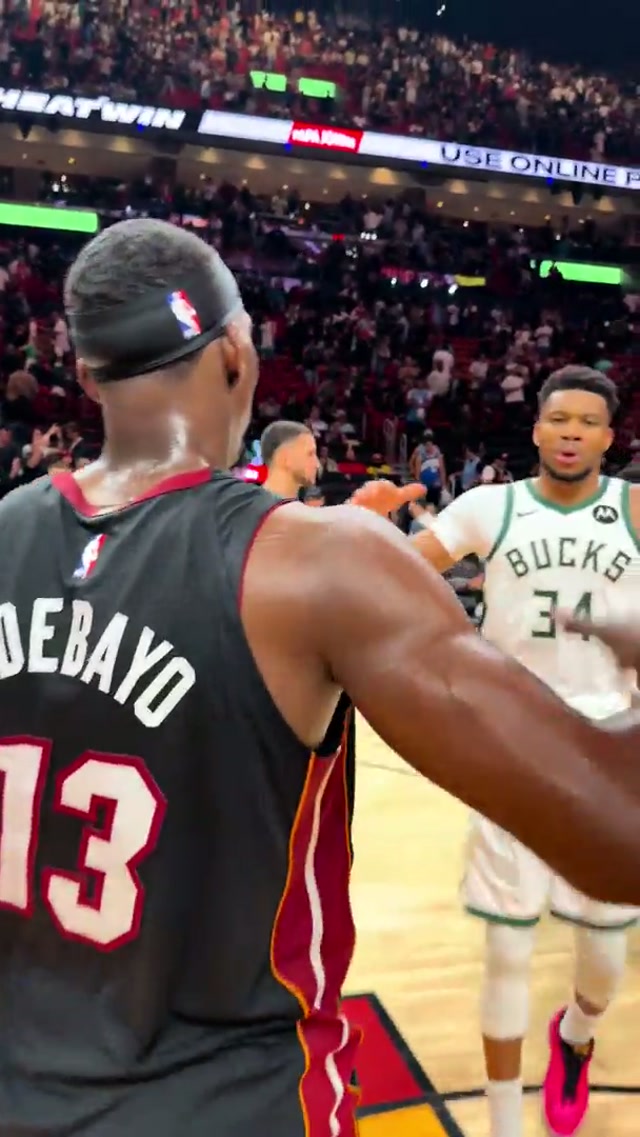 All love for 34 🤝 #giannis #bam #miamiheat #nba 