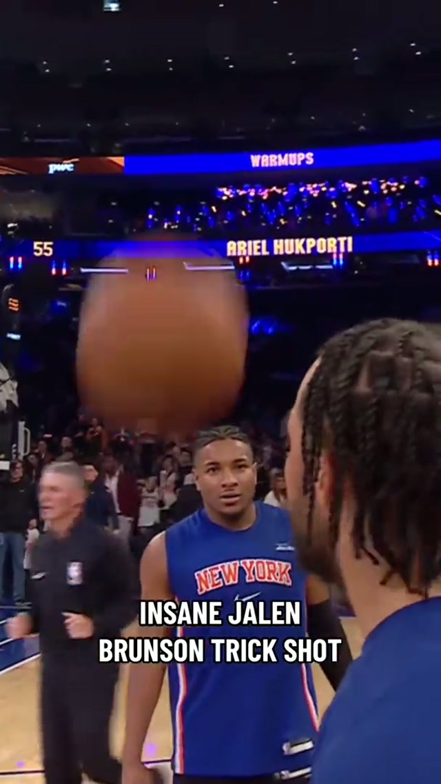 cap made that look easy with a straight face 😐 #nyknicks #nba #jalenbrunson #trickshot 