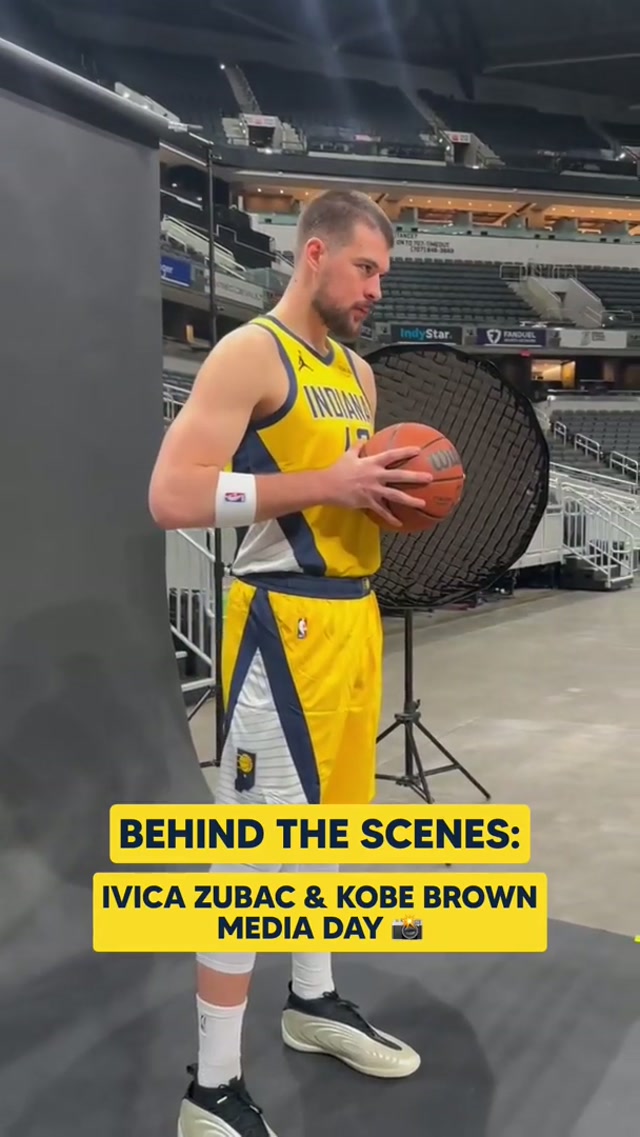 Behind-the-scenes of Ivica Zubac & Kobe Brown's media day in Indy 👀🤳 #pacers #nba #basketball #mediaday #behindthescenes 