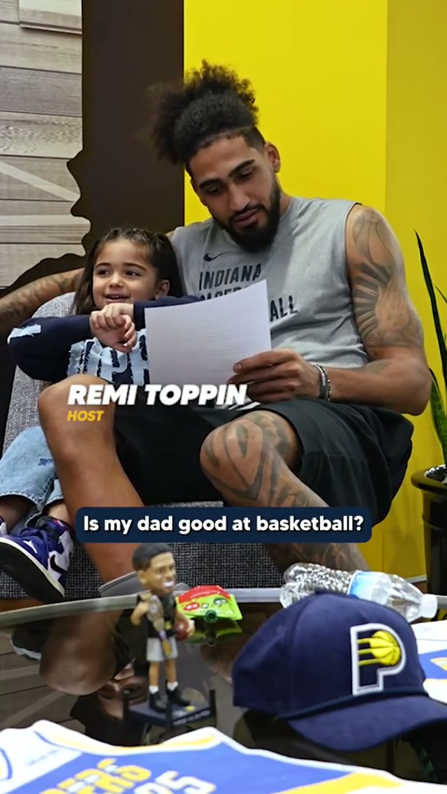 Remi Toppin asks if her dad Obi is good at basketball 💛 #NBA #Pacers #basketball #ObiToppin #girldad 