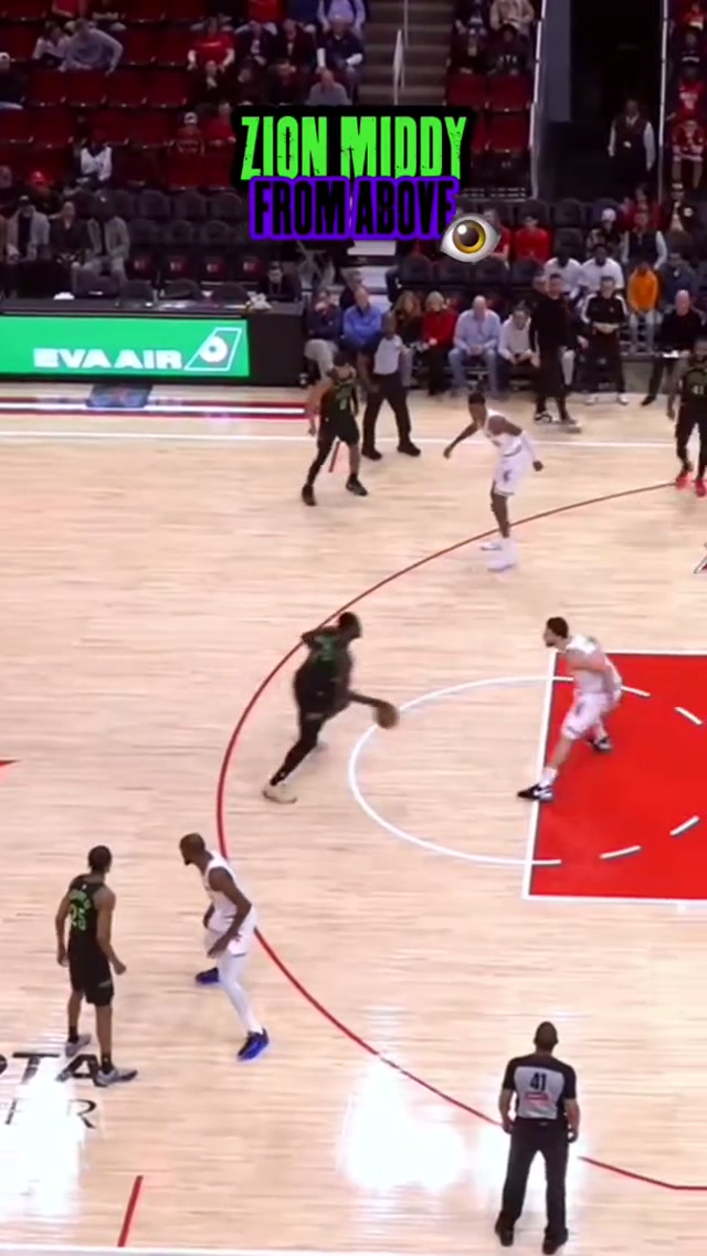 wasn’t expecting this angle tbh but not mad #birdseyeview #broadcast #nba #zion #zionwilliamson 