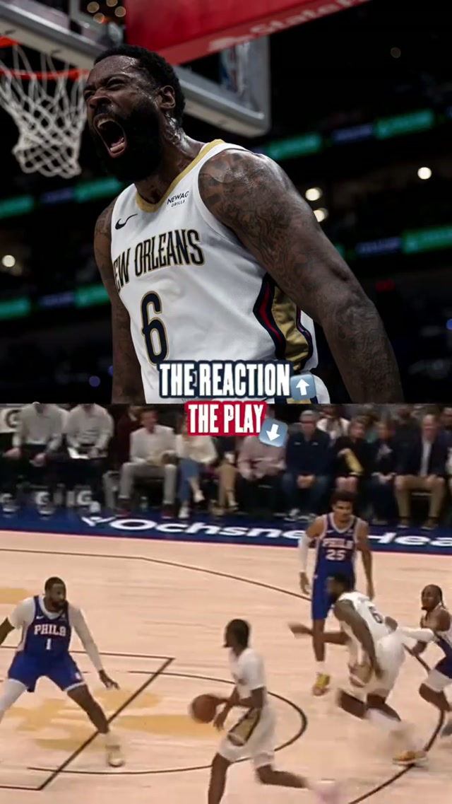 you needed to see both pic & play 🔥👀 #deandrejordan #dunk #reaction #nba #neworleanspelicans 