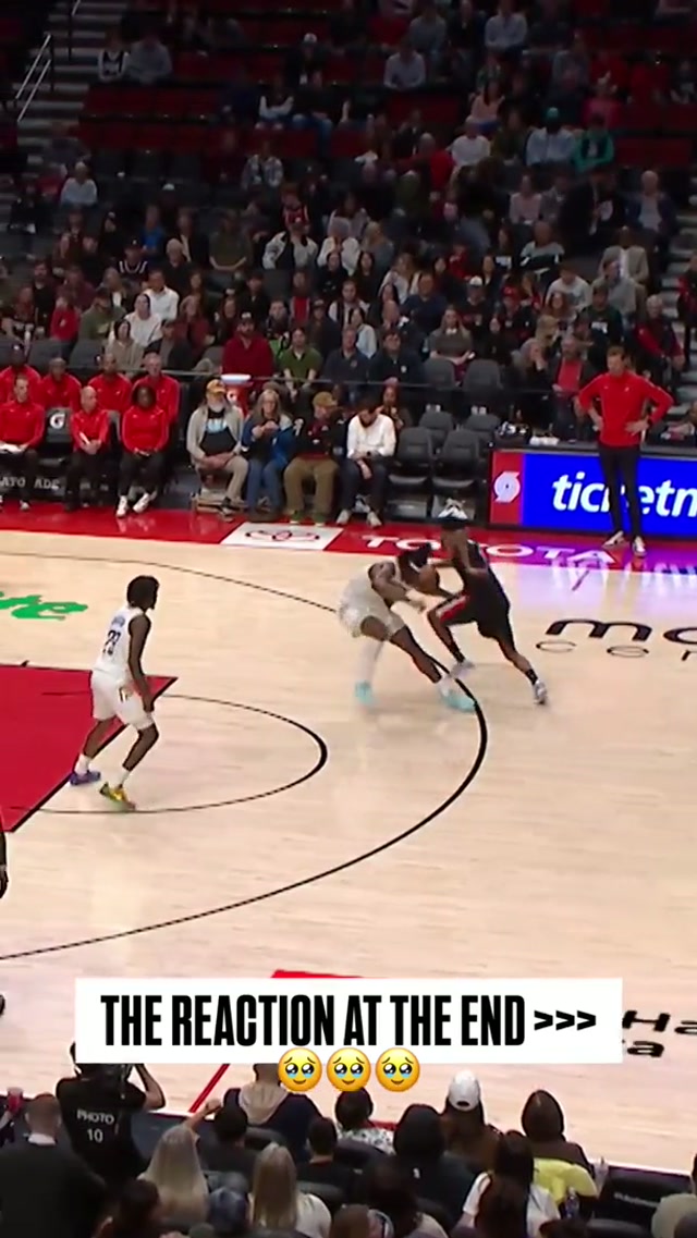 Came for the ankle breaking & dunk, stayed for their reaction‼️🤭 #yanghansen #blakewesley #ankles #NBA #trailblazers 