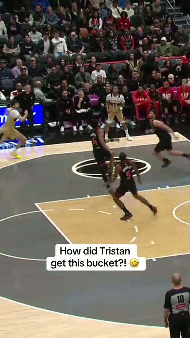 Buckets by any means necessary 🤣 #highlights #goofy #washingtonwizards #tristanvukcevic #torontoraptors 