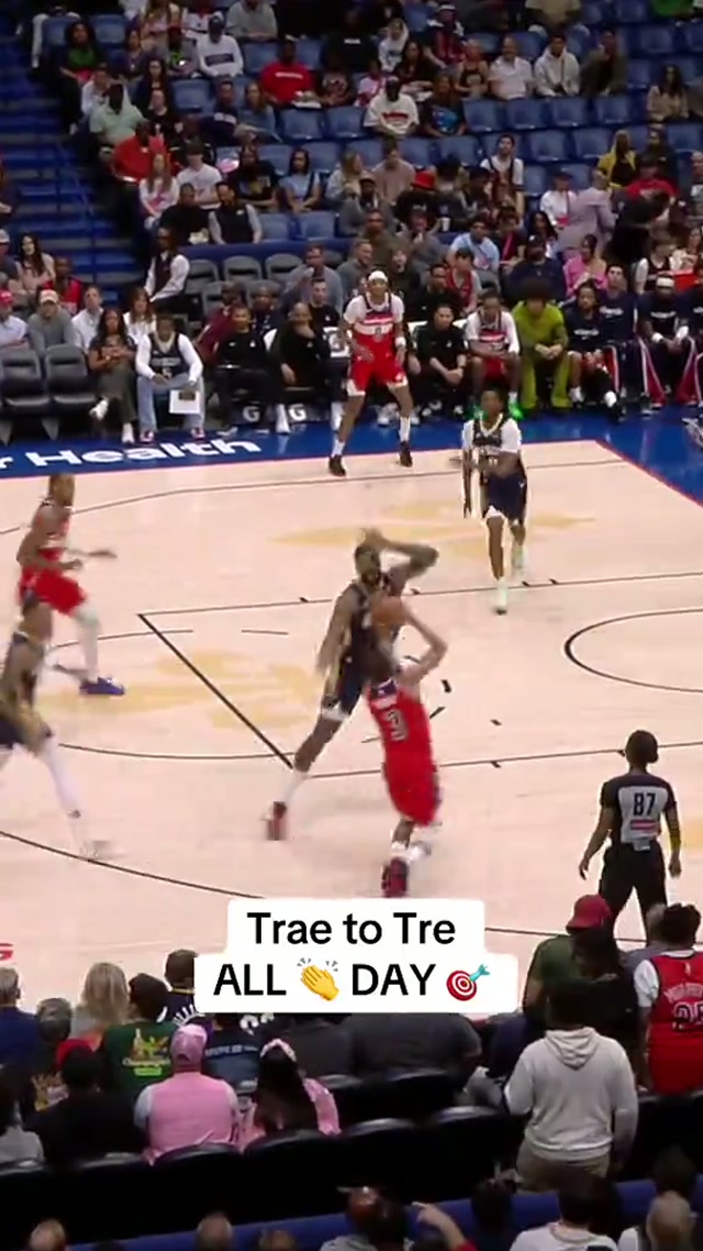 BIG FAN of this Trae Young to Tre Johnson connection 🙂‍↕️ #washingtonwizards #highlights #neworleanspelicans #nba 