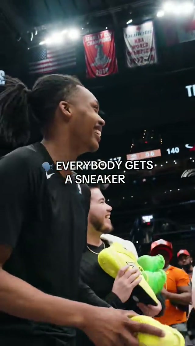 Bub really threw his sneakers into the crowd after our last home game 😭 #newbalance #bubcarrington #nba #washingtonwizards #oprah @notiktokbub 