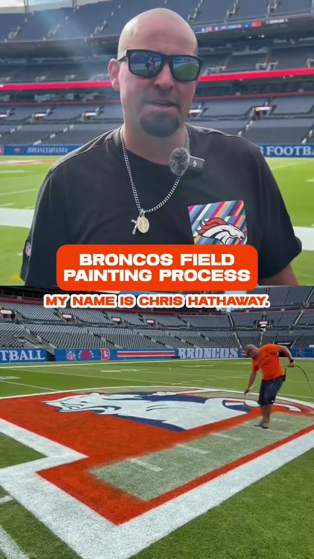 100-130 gallons of paint 🤯 A 👀 at how our crew gets the field ready for gameday! 
#broncos #bts #fieldpainting #explained