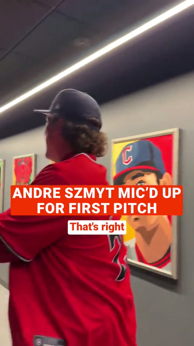 Get Andre on the bump #andreszmyt #firstpitch #micdup #guardians 