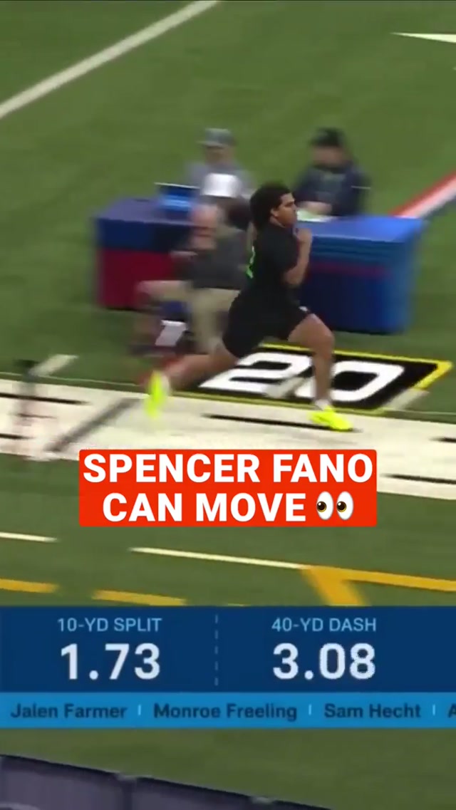 Fano on the 40 👀👀 #spencerfano #nfldraft #browns #combine 