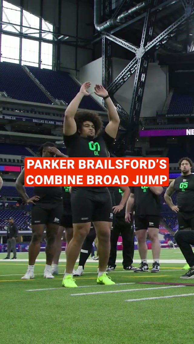 big fella w the big broad jump #broadjump #parkerbrailsford #bama NFL Draft on NFLN