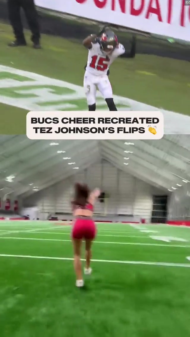 Weβre just Tezzinβ around π
 #recreate #buccaneers #cheerleader #celebration #nfl